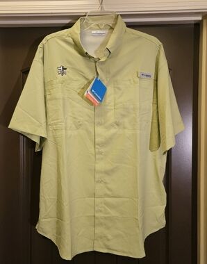 NWT FCA Men's PFG Tamiami™ II Short Sleeve Shirt, Chartreuse Green - Size Large